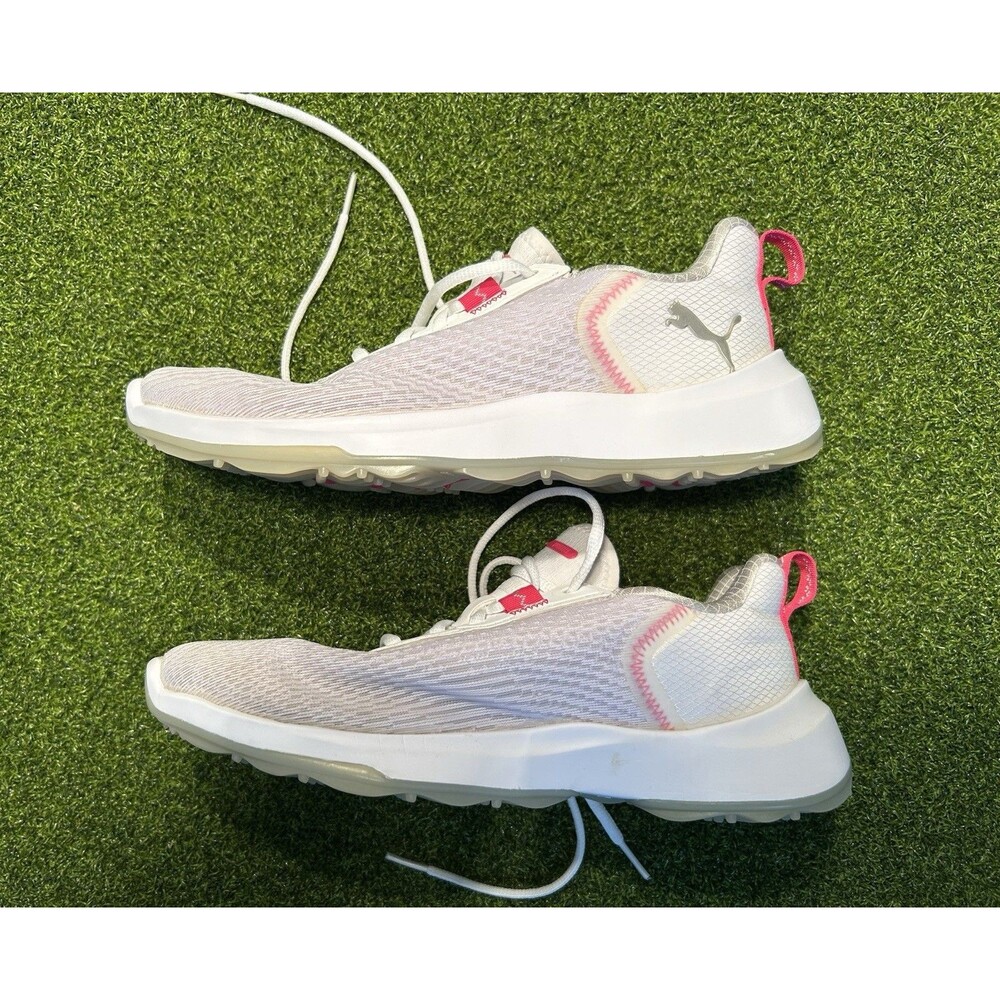 Puma Women's Fusion Crush Sport Golf Shoes White/Garnet Rose Size 8.5 Spikeless